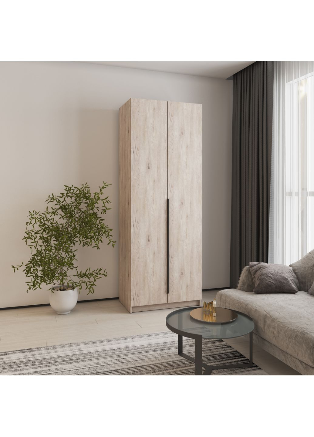 Шкаф 2-дверный Оскар ДСП BG, стандарт 80x52x220 см (MBS-4429) MebelStar (366427494)