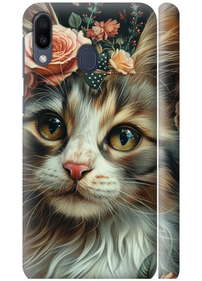 3D пластиковый матовый чехол 'Cats and flowers' для Endorphone Samsung Galaxy M20 (287271500)