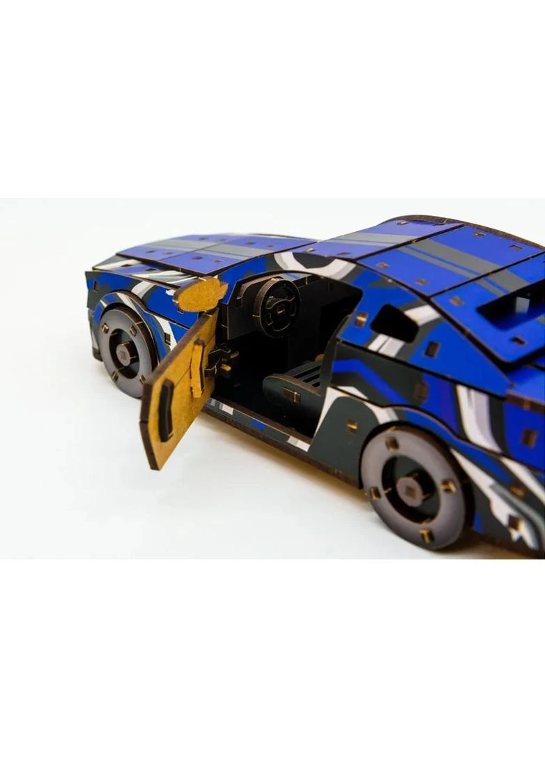 Конструктор "Muscle Car" Puz-00642 дерев'яний, 162 дет., синій колір нар. моделі 24*9*7 см PuzzleOK (389894156)