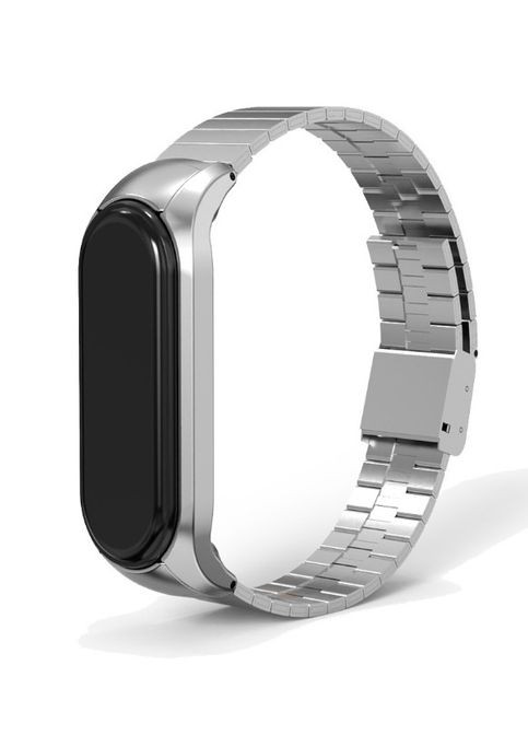 Браслет/ремешок на Xiaomi Mi Band 3/4/5/6/7/8/9 (совместимый). Цвет серебра No Brand (370101818)