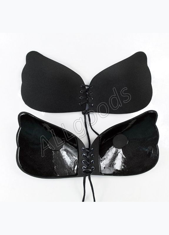 Чёрный бюстгальтер силиконовый бабочка на шнуровке лиф невидимка размер чаша а A.G.