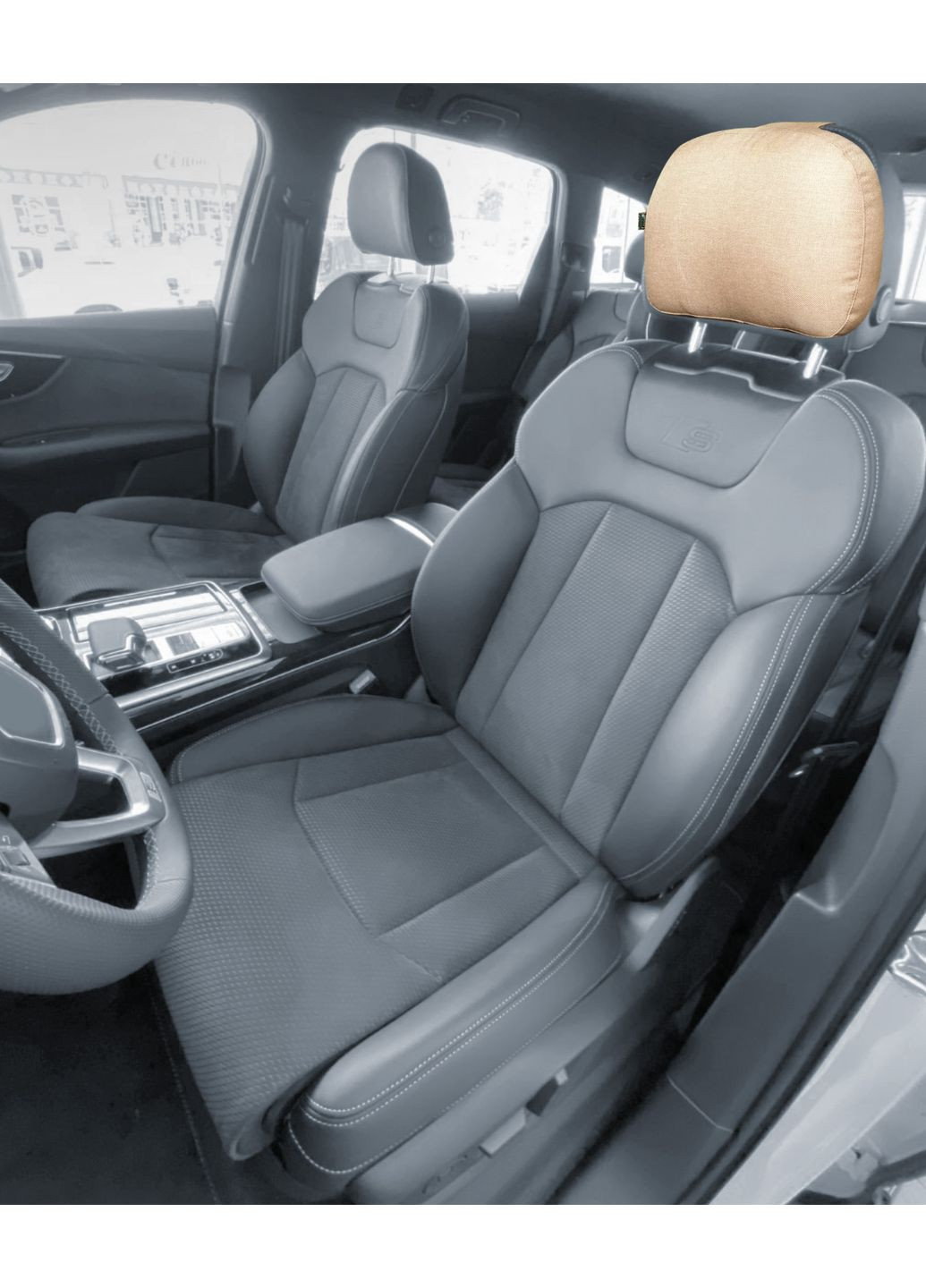 Подушка на підголівник в авто EKKOSEAT. Об'ємно-каркасна. Бежева. Ekko Seat (353718835)