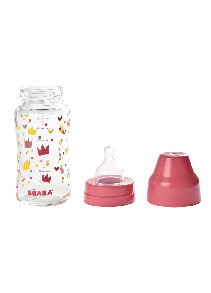 Бутылочка стеклянная с широким горлышком 240 мл - розовый, арт. 911654 Beaba (369489929)