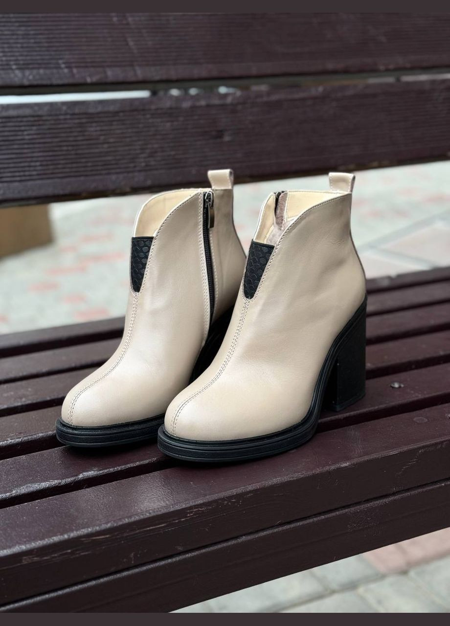 Кофейные зимняя натуральные зимние ботильоны No Brand