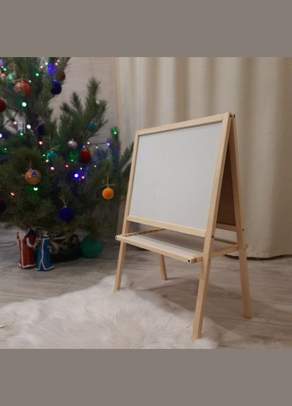 Мольберт дитячий двосторонній магнітний нефарбований, дошка для малювання, для крейди, маркерів і магнітів 3в1. Масяня (334727163)