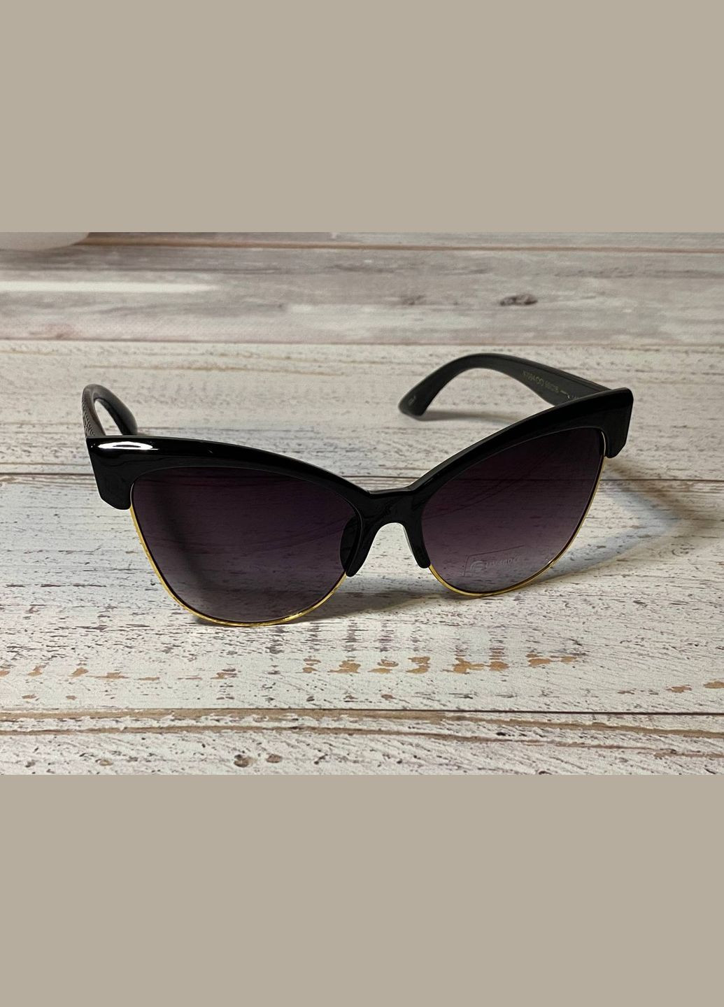 Очки женские солнцезащитные бабочка черный градиент с текстурным принтом LIGHT (315889503)