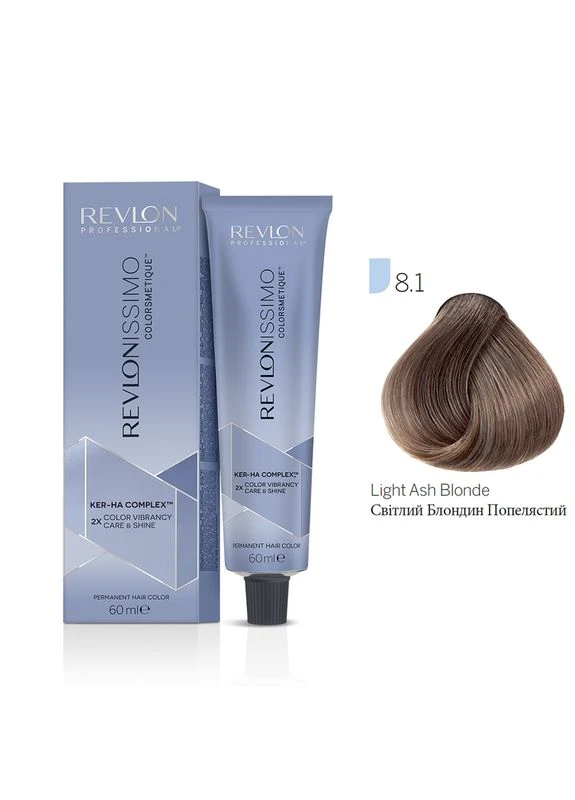 Стійка фарба для волосся 8.1 Світло-попелястий блондин Revlonissimo Cools Revlon, 60 мл Revlon Professional (396349651)