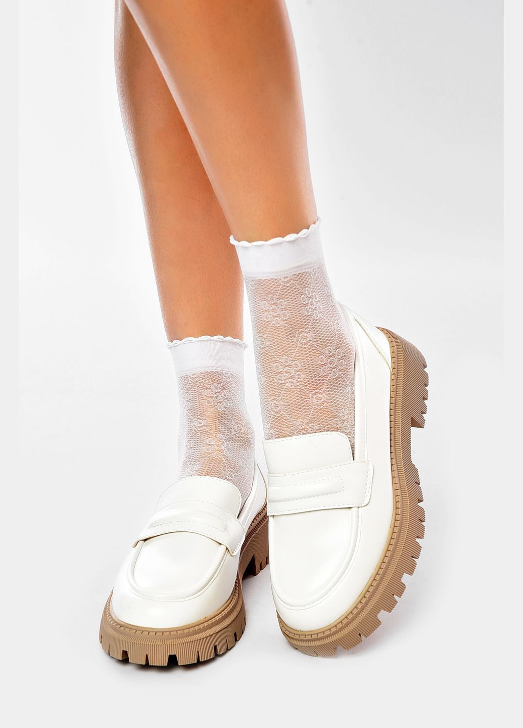 Let's Shop Туфлі-лофери жіночі білого кольору лофери білий з штучна шкіра, україна — демісезон (330223520)