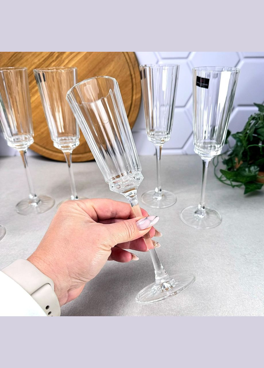 Келихи для шампанського з кришталевого скла 170 мл 6 шт Cristal D`Arques Macassar Cristal d'Arques (308251268)