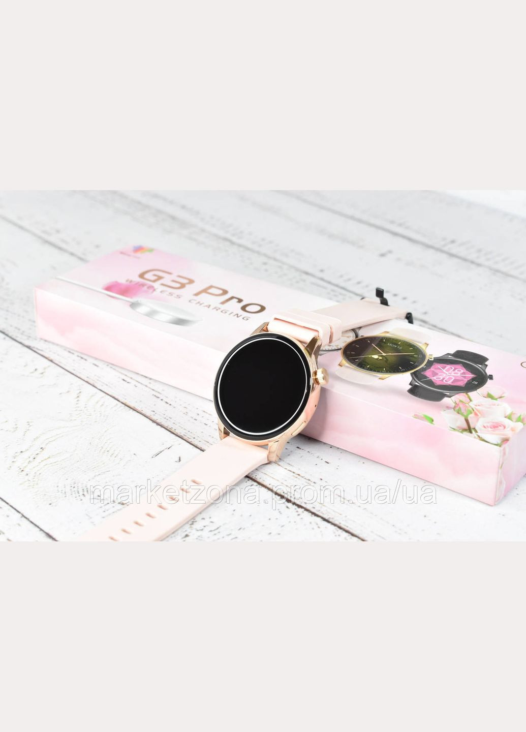 Смарт часы круглые женские G3 Pro 42 mm розовый сообщение звонки пульсометр Smart Watch (334314635)