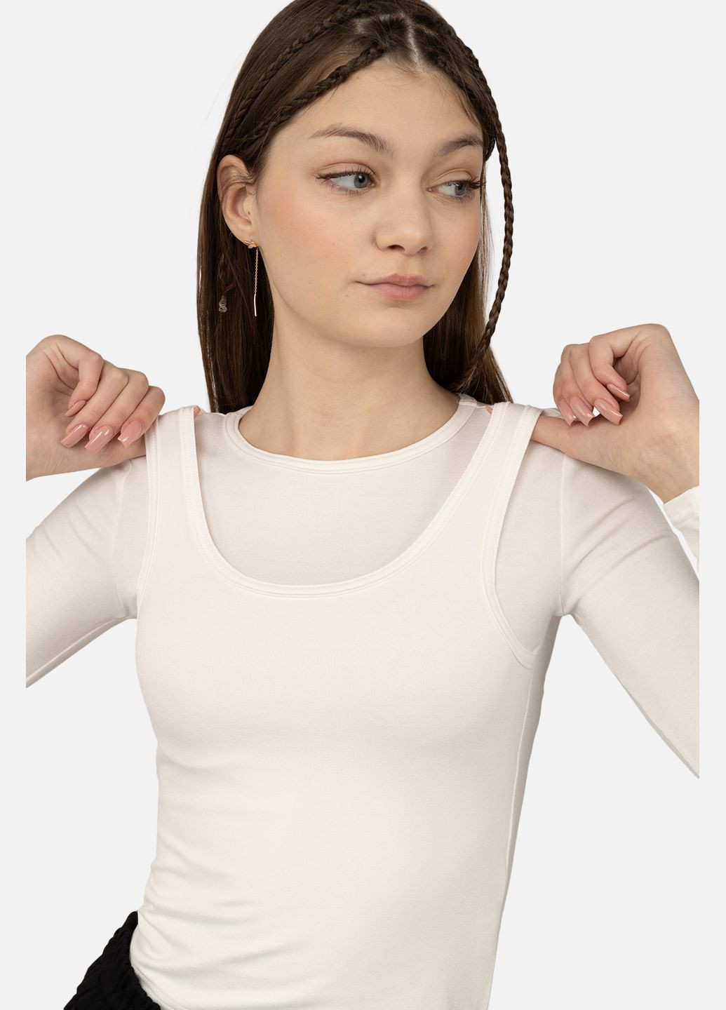 Футболка з довгим рукавом жіноча колір молочний CB-00269252 Yuki - (319059987)