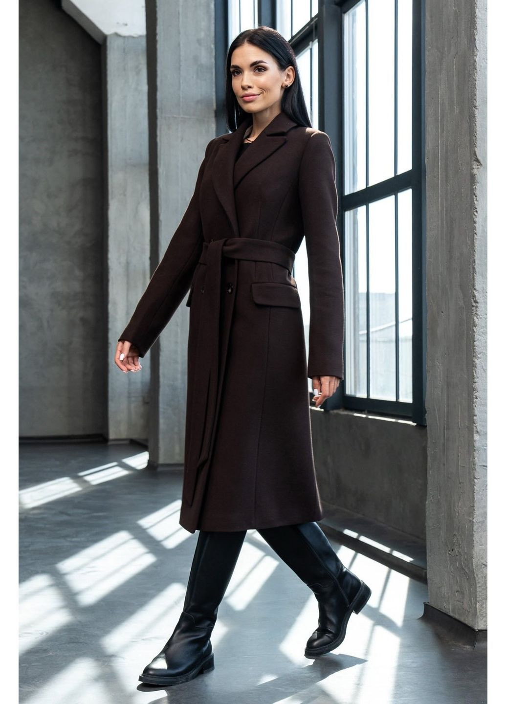 Темно-коричневе демісезонне Пальто демісезонне F02 CHICLY