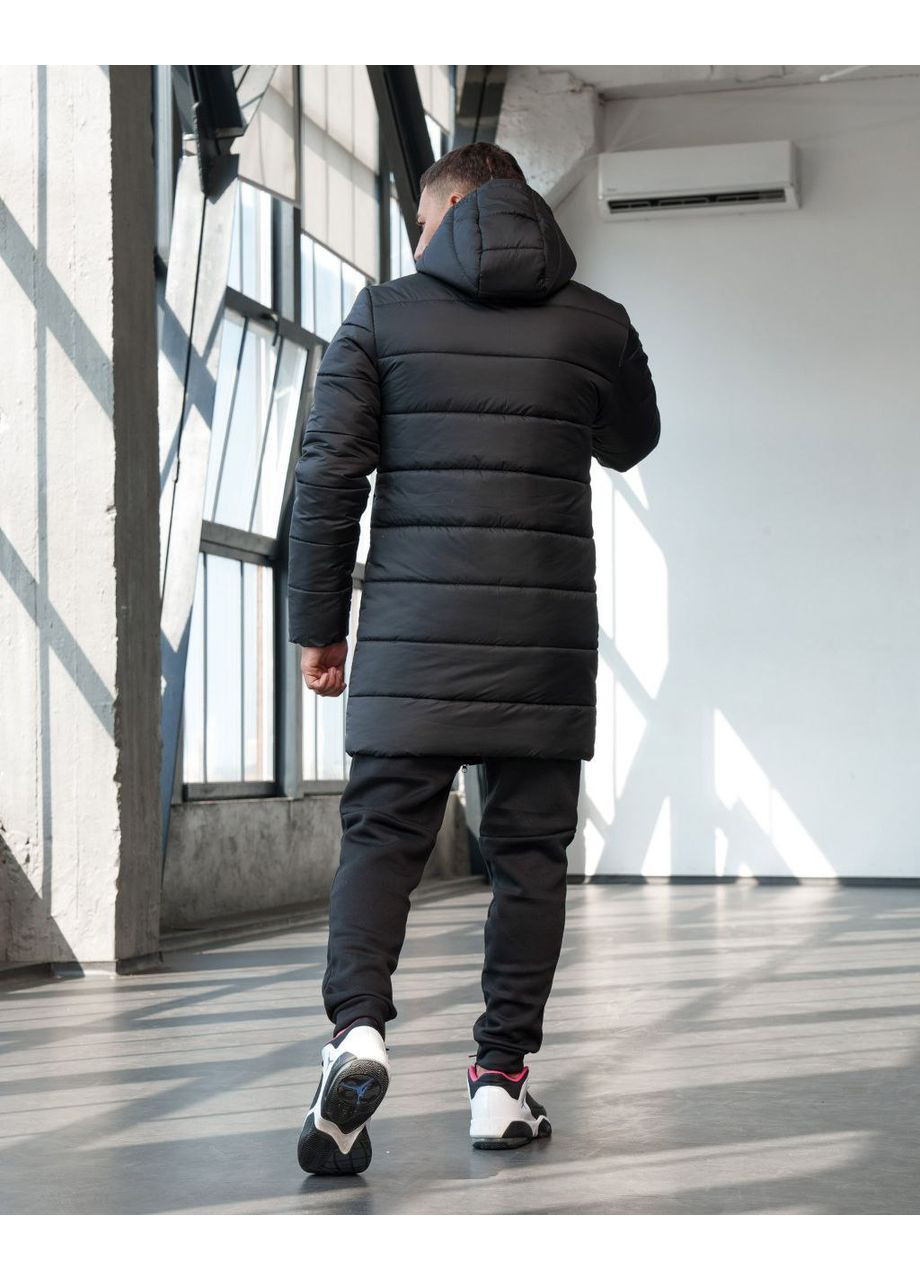 Черная зимняя куртка, удлиненная модель No Brand