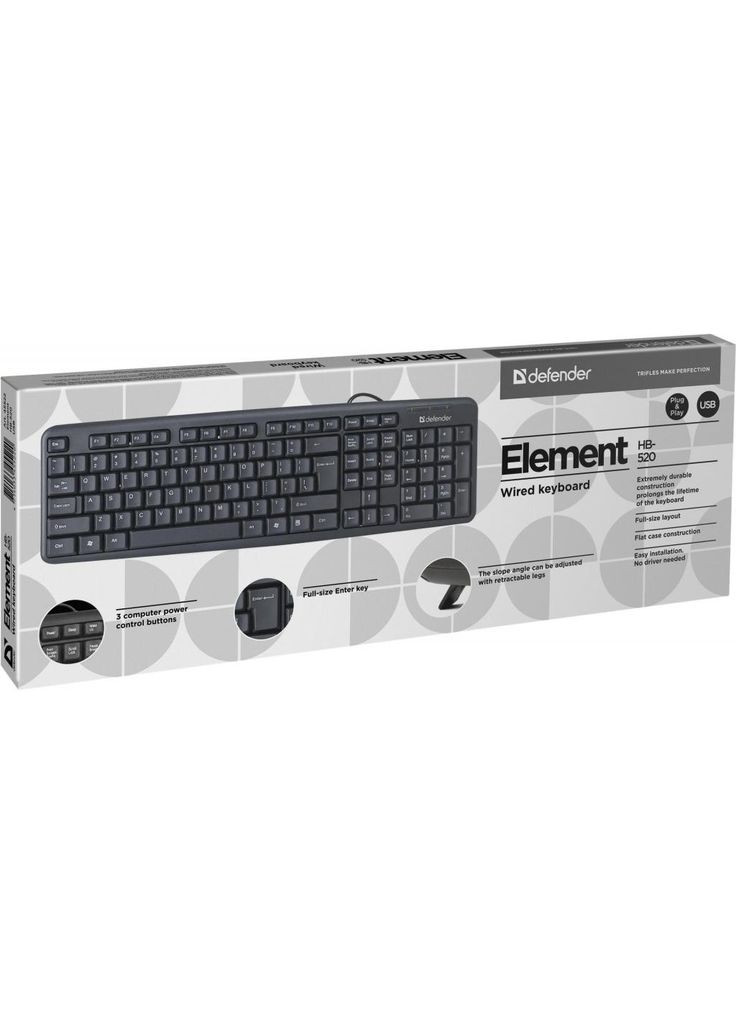 Клавиатура (m224615) Defender Element HB-520 USB UKR Black (369017887)