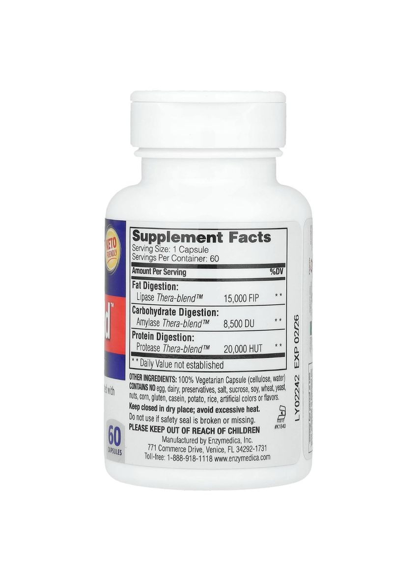 Ферменты для усвоения жиров, Lypo Gold, For Fat Digestion,, 60 капсул Enzymedica (322741140)