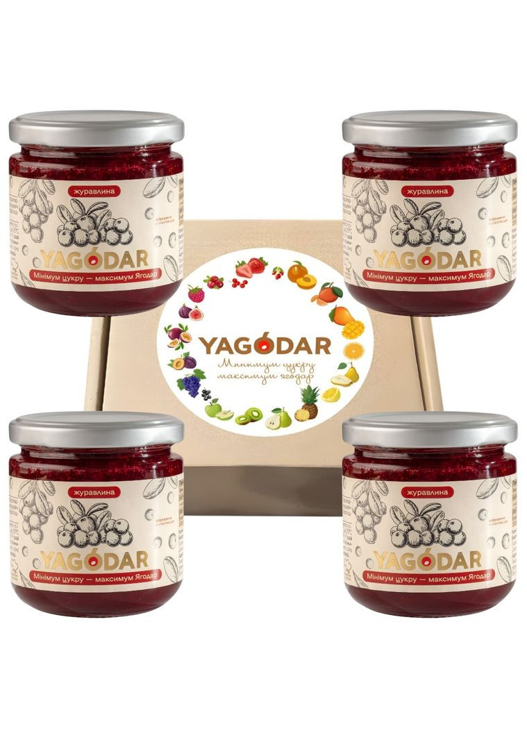4 джема из клюквы с низким содержанием сахара YAGODAR (309003976)