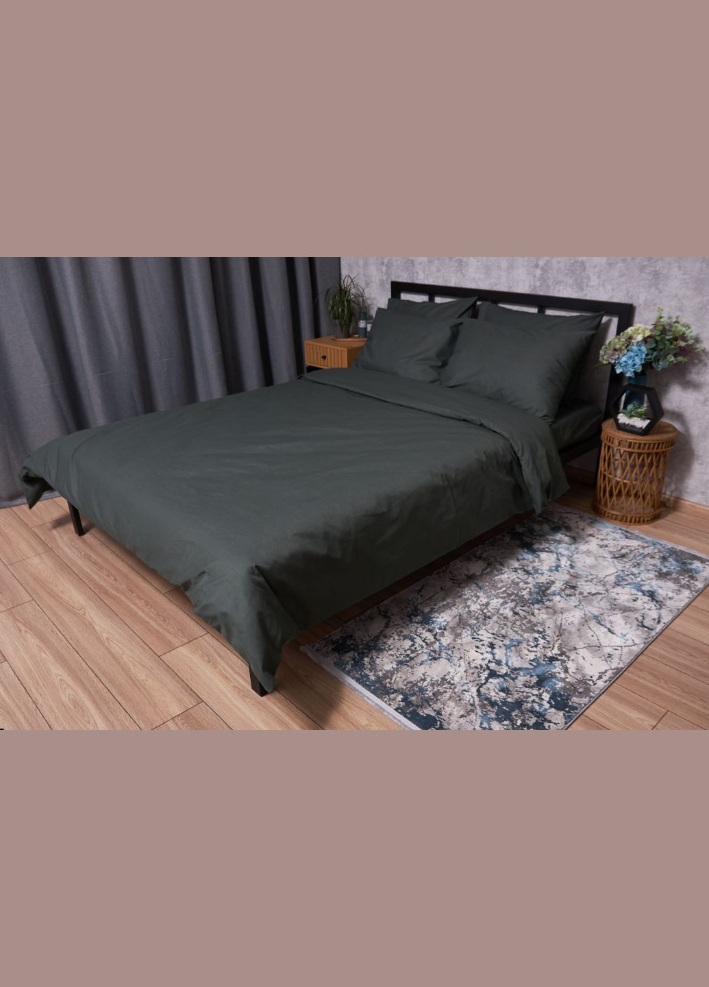 Комплект постільної білизни Бязь Gold Люкс «» сімейний 143х210х2 наволочки 2х40х60 (MS-820002183) Moon&Star Dark Green (285718169)