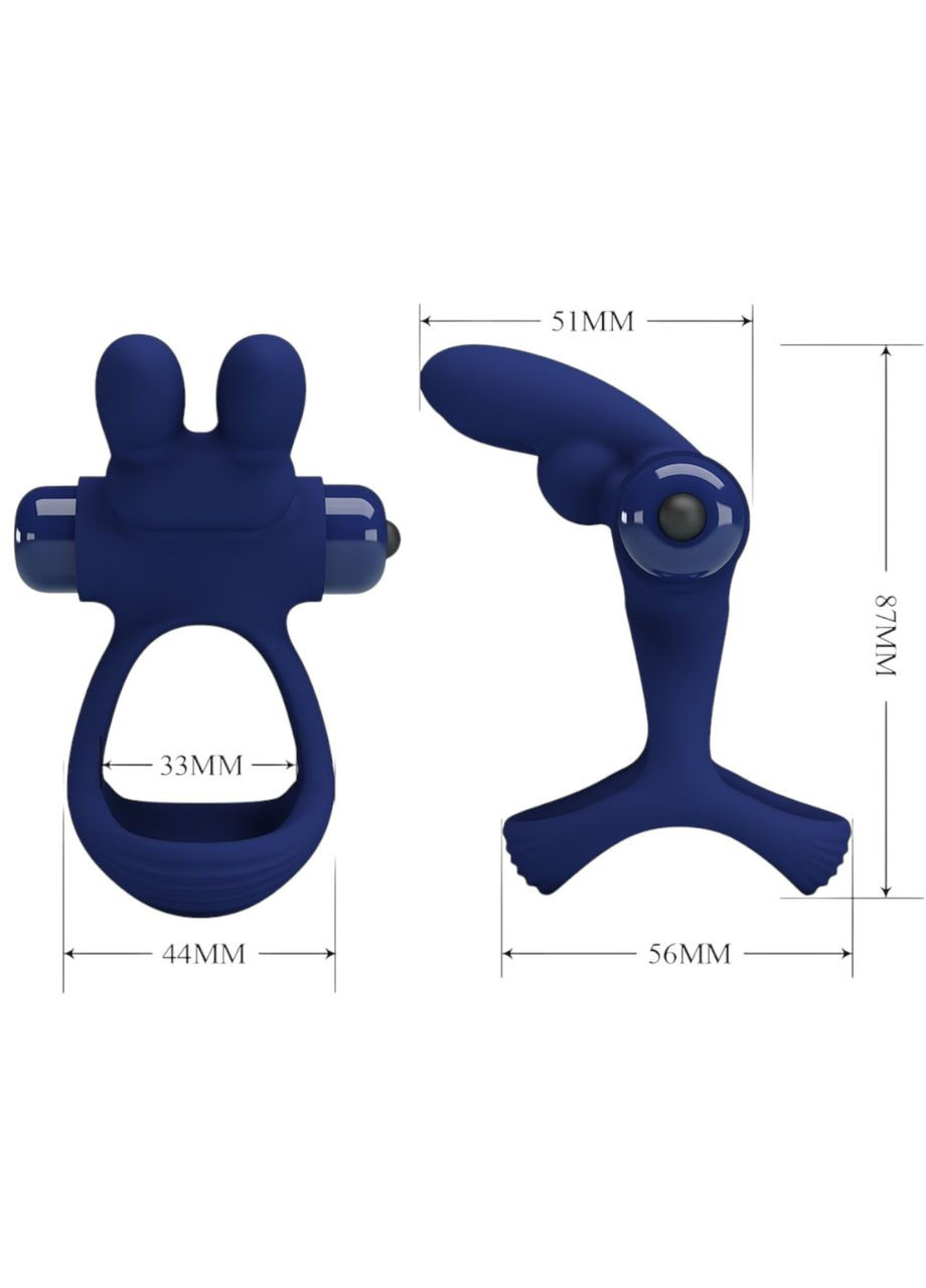 Эрекционное виброкольцо силиконовое с клиторальным стимулятором Pretty Love Powerful ring blue LyBaile (325451892)