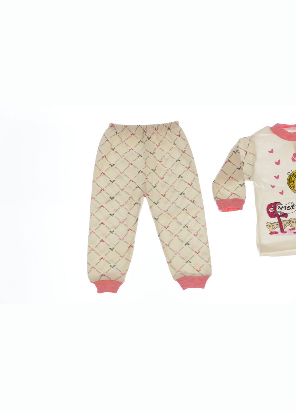 Рожева піжама з довгим рукавом для трикотажної дівчинки з дівчинкою рожева 68 см (33140) BABYKROHA