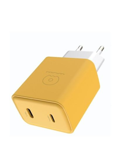 Мережевий зарядний пристрій PD 20W Charger USB C + USB C yellow white (C189YW) WUW C189 (361348498)
