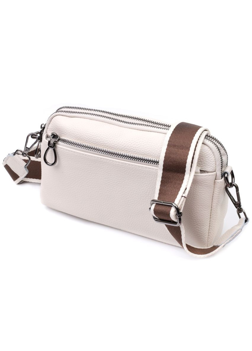 Сумка женская через плечо с карманами кожаная 22598 Белая Vintage (302007672)