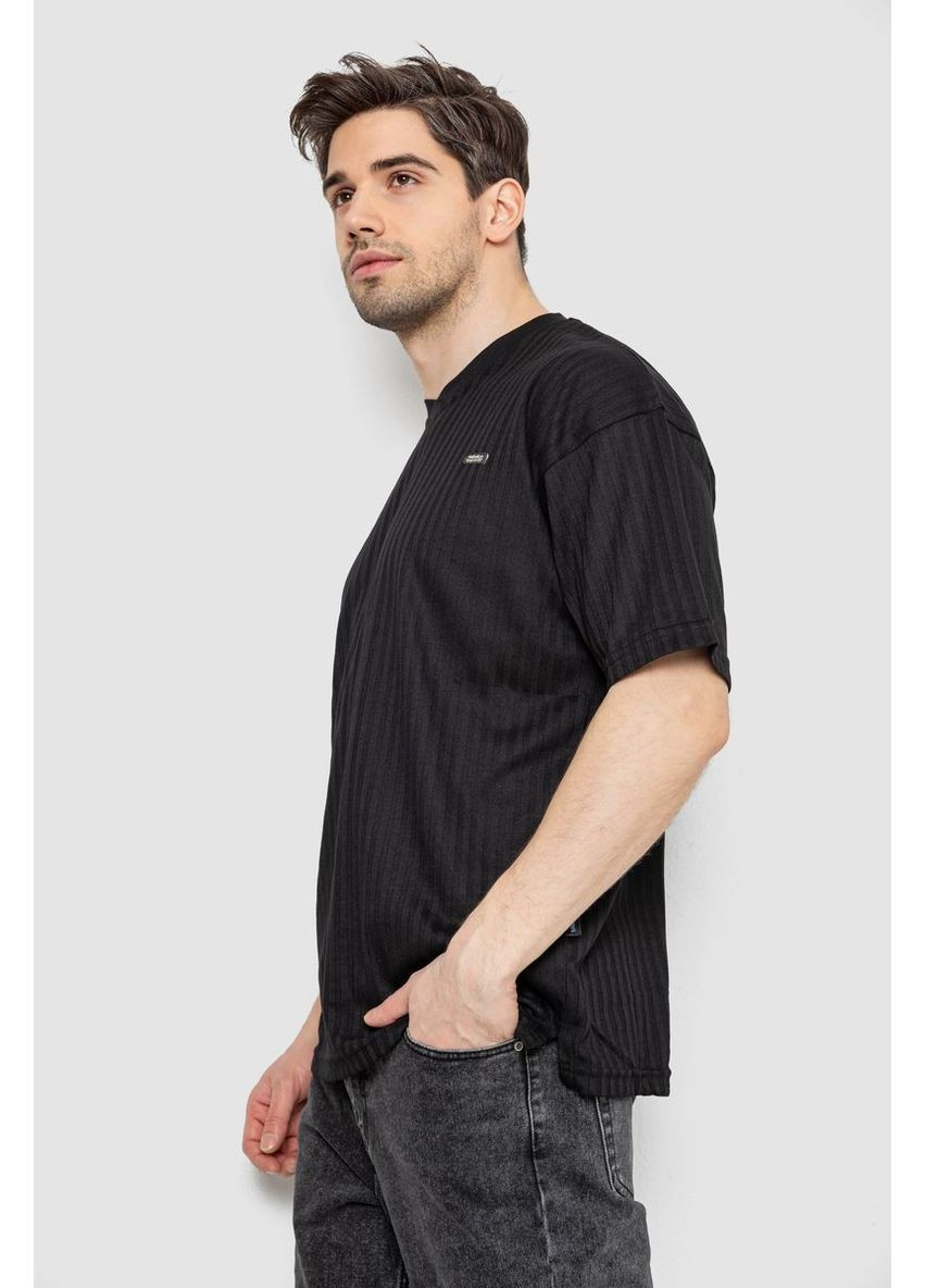 Чорна футболка чоловіча однотонна, колір чорний, 247r3140 Ager