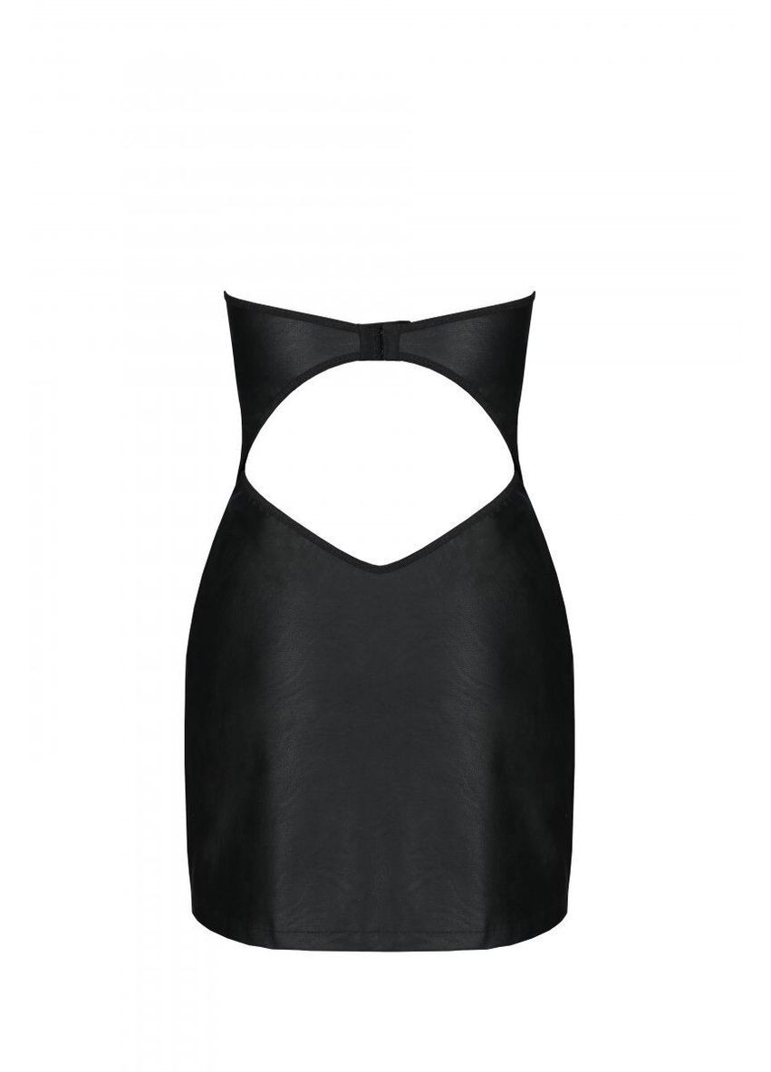 Мінісукня з екошкіри CELINE CHEMISE black: шнурівка, трусики в комплекті Passion (297393873)