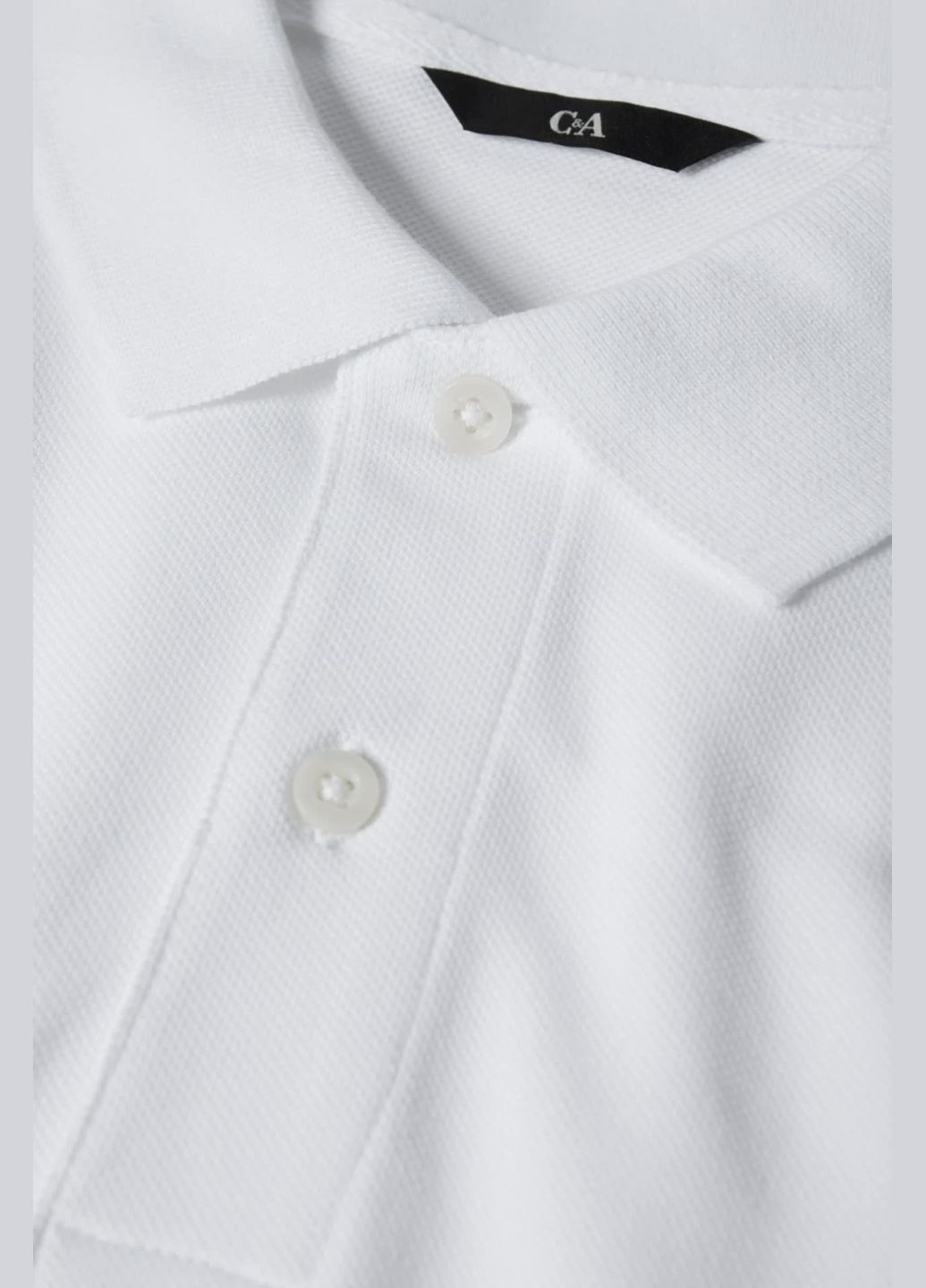 Белая футболка-поло из хлопка для мужчин C&A однотонная