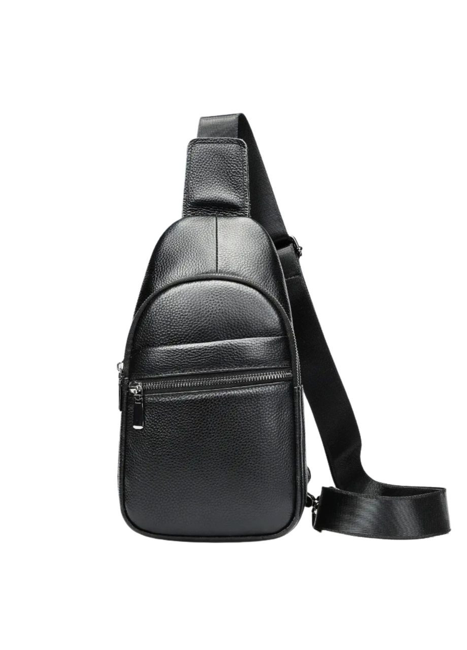 Чоловіча сумка-слінг з одним великим відділенням з натуральної шкіри чорна LR 259203-black No Brand (363968931)