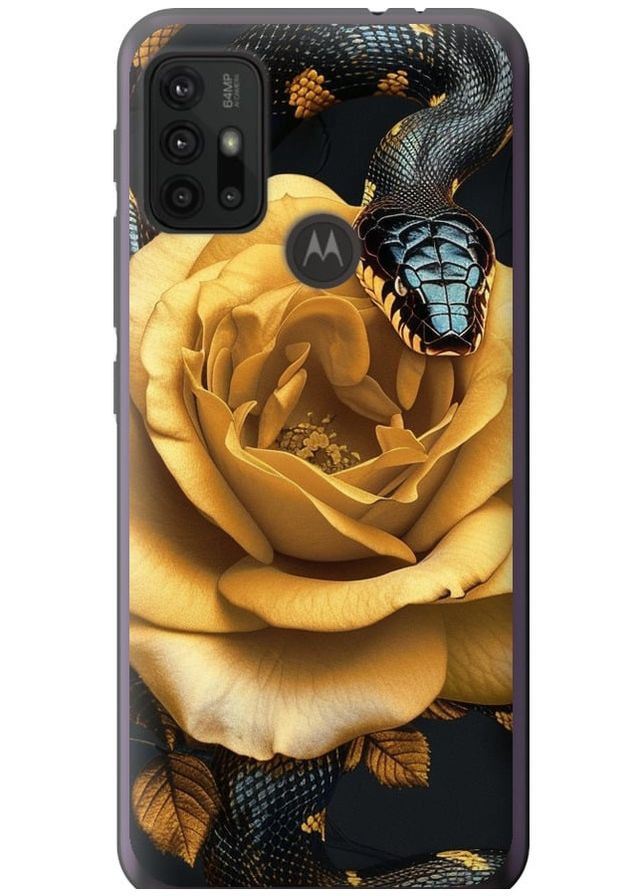 Силиконовый чехол 'Black snake and golden rose' для Endorphone Motorola Moto G10 (286770766)