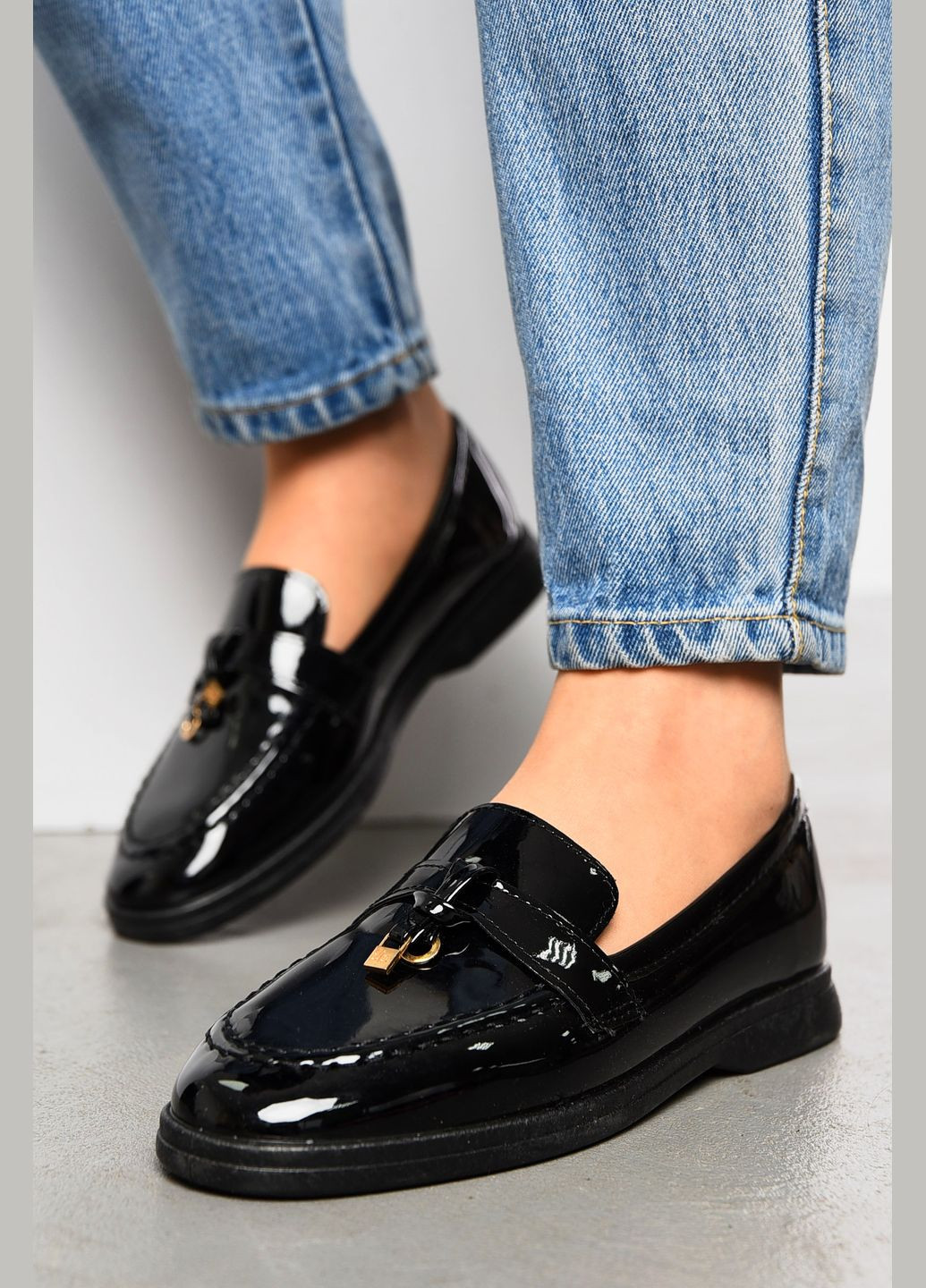 Let's Shop Туфлі-лофери жіночі чорного кольору лофери чорний з текстиль, україна — демісезон (325610165)