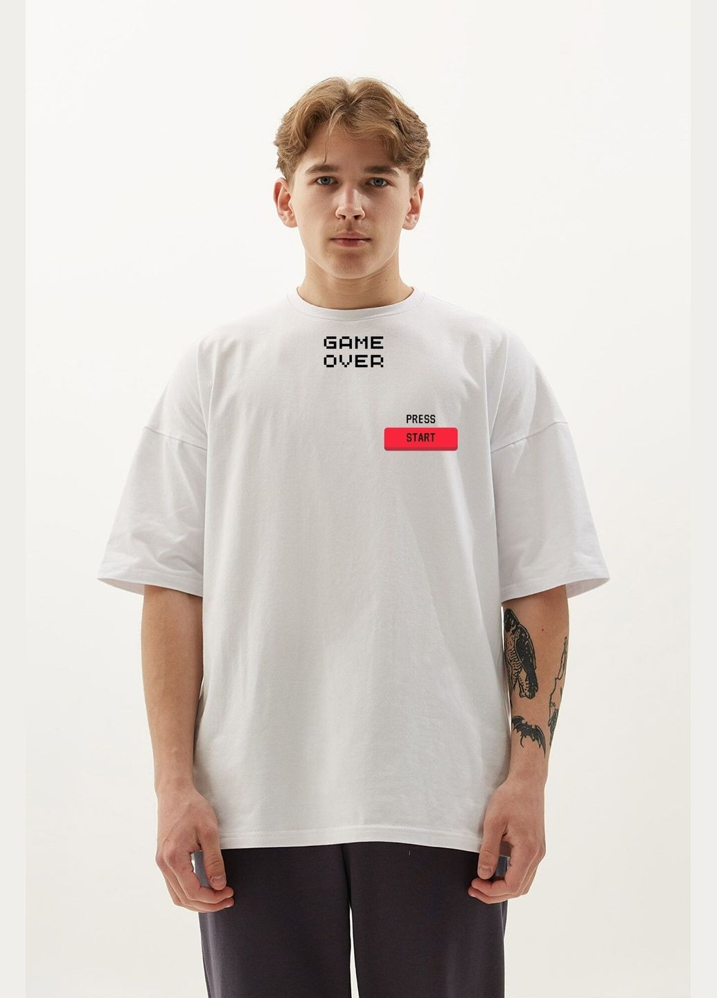 Белая футболка оверсайз game over Garne