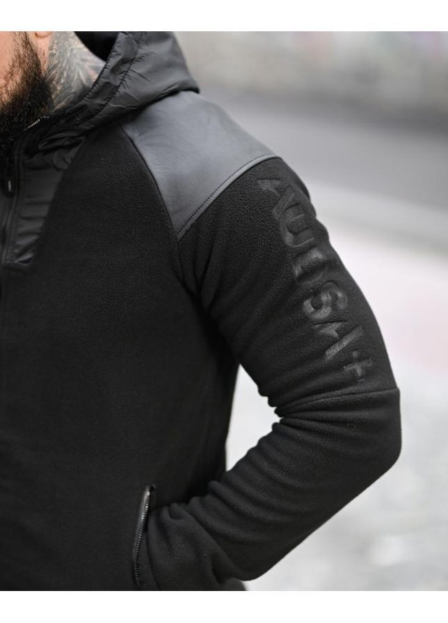 Мужской флисовый спортивный костюм черный осень/зима No Brand (368848772)