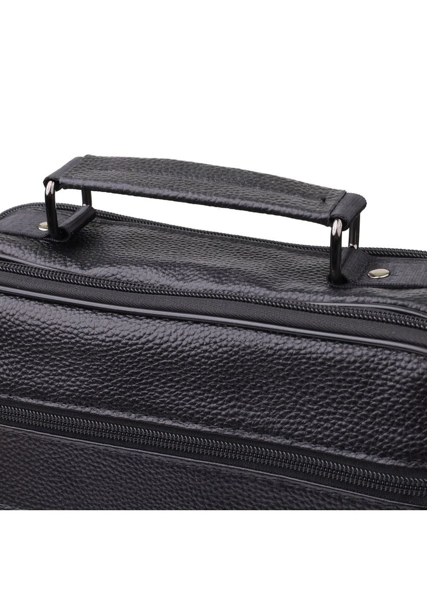 Містка чоловіча сумка з ручкою для перенесення в руці з натуральної шкіри 23023 Чорний Vintage (361679827)