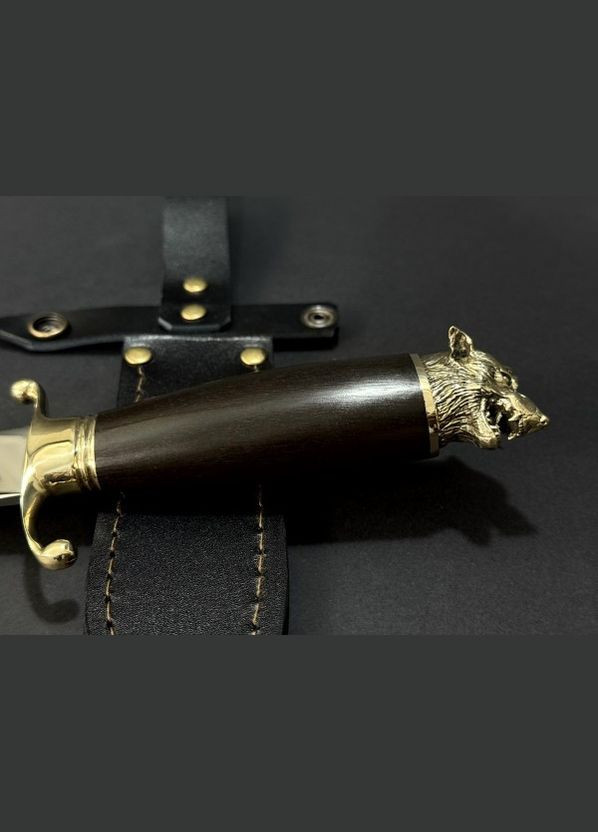 Нож охотничий с бронзовым наконечником Финка Волк 222k63 рукоятка дерево граб NB Art (346534209)