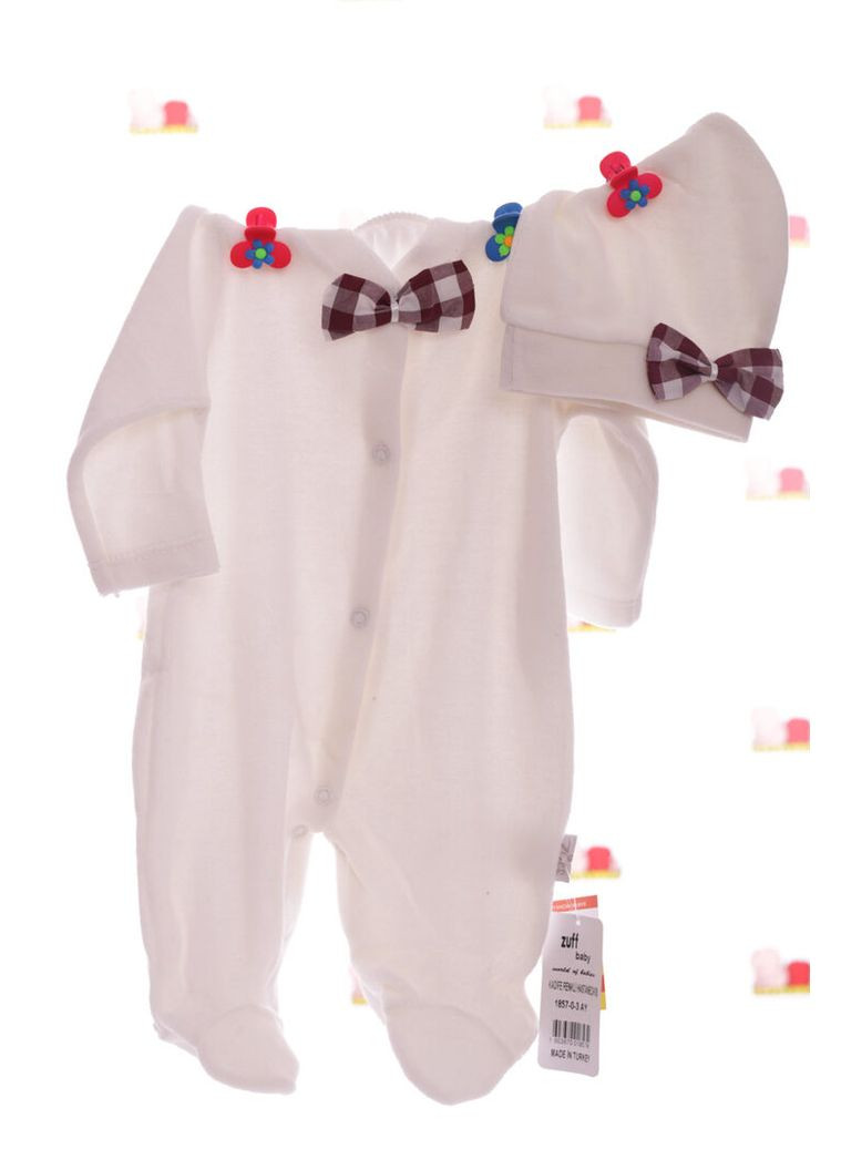 Человечек для мальчика велюровый с шапкой Бант белый 56 см (29169) BABYKROHA (315423592)