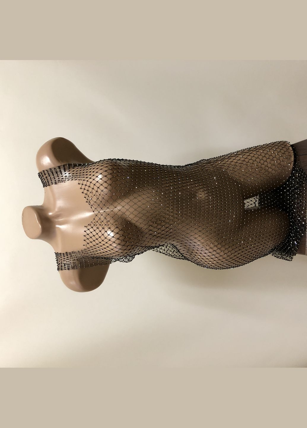 Черное женское прозрачное сеточное платье со стразами пеньюар No Brand