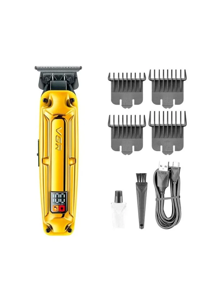 Аккумуляторная машинка для стрижки VGR V-904 GOLD, 4 насадки, 2000 mAh, LED дисплей Grant (388719474)