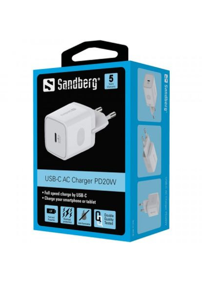 Зарядний пристрій Sandberg usb-c pd qc 3.0 20w (268145419)
