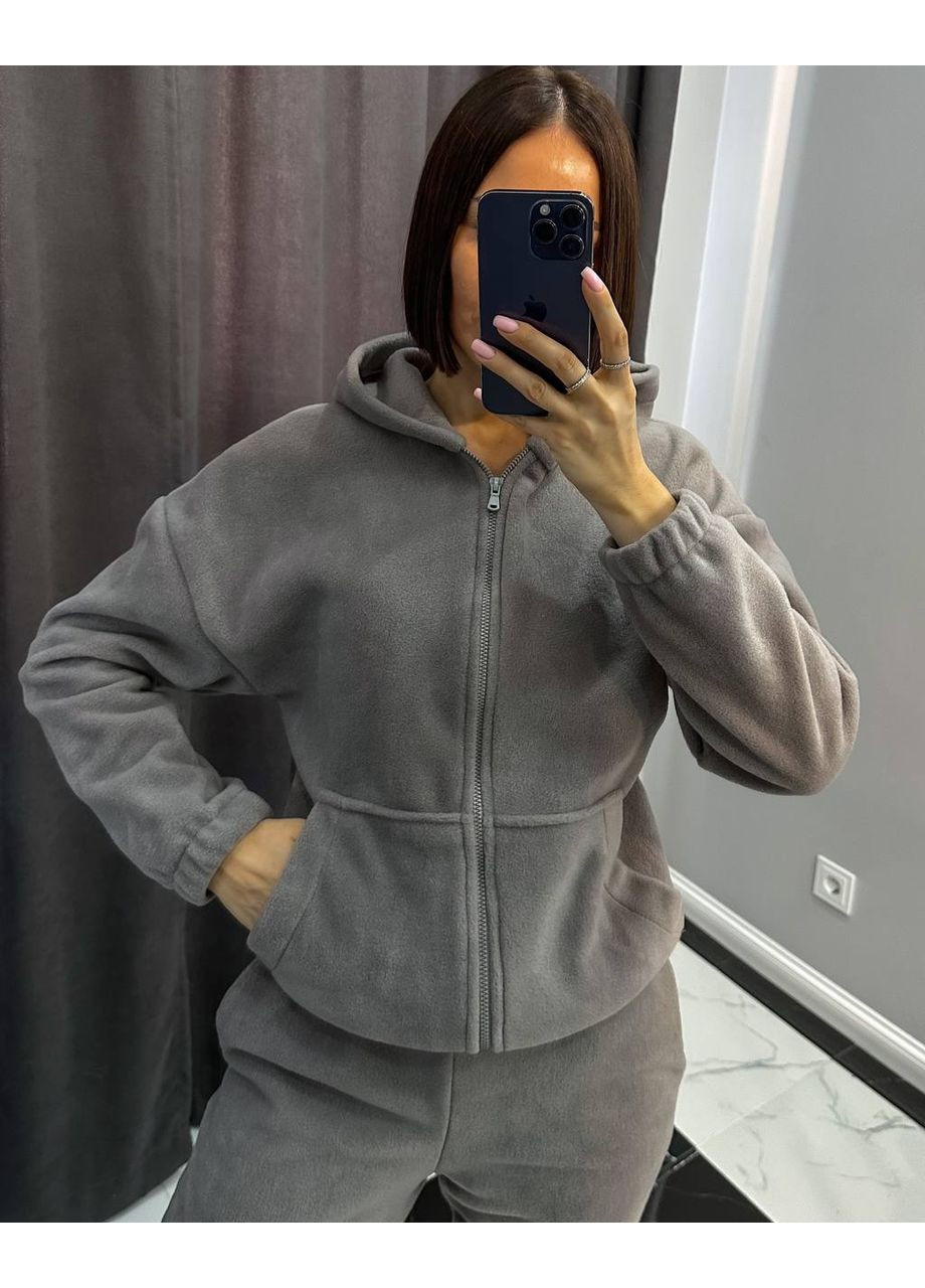 Флісовий костюм двійка з джогерами та кофтою на блискавці з капюшоном More_bboutique Спортивний костюм (360883916)