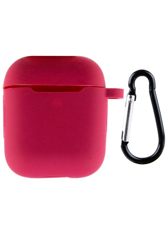 Силіконовий футляр New з карабіном для навушників Rose Red No Brand Airpods 1/2 (361078289)