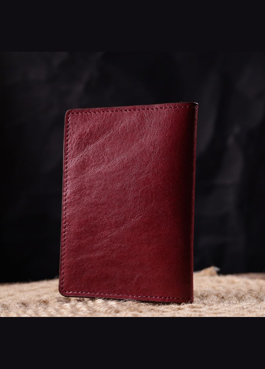 Женская обложка на военный билет из глянцевой кожи Карта 16779 Бордовая Grande Pelle (331913442)