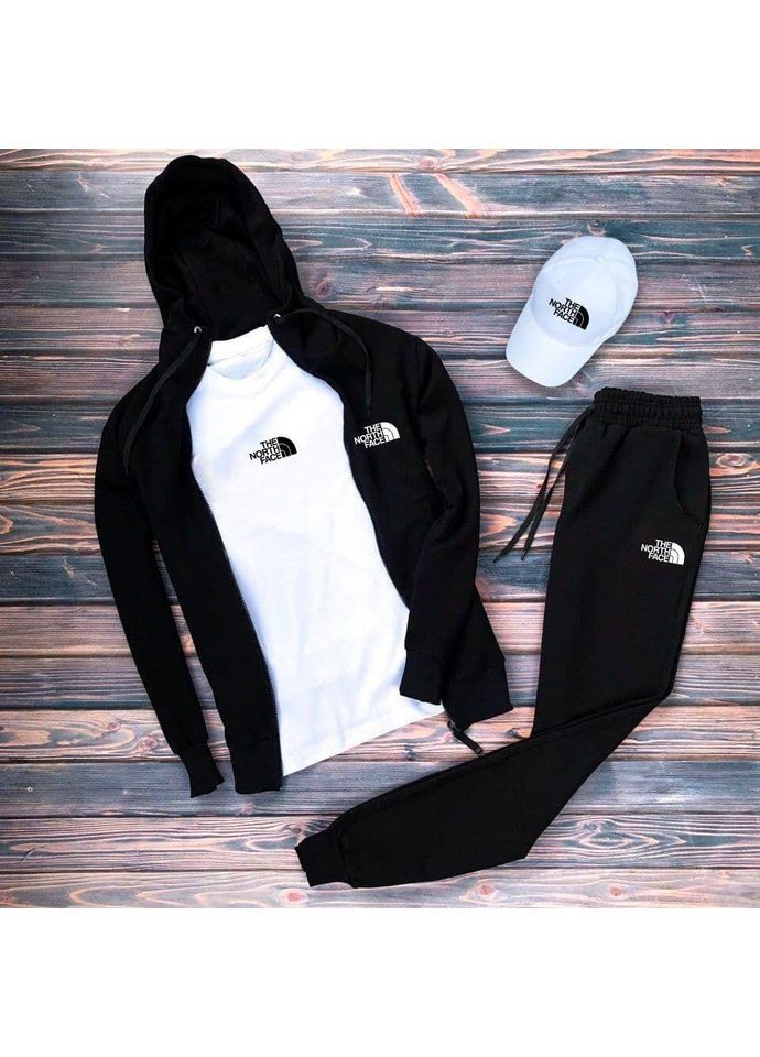 Черный костюм tnf турецкая двунитка :кепка,кофта,штаны,футболка Україна