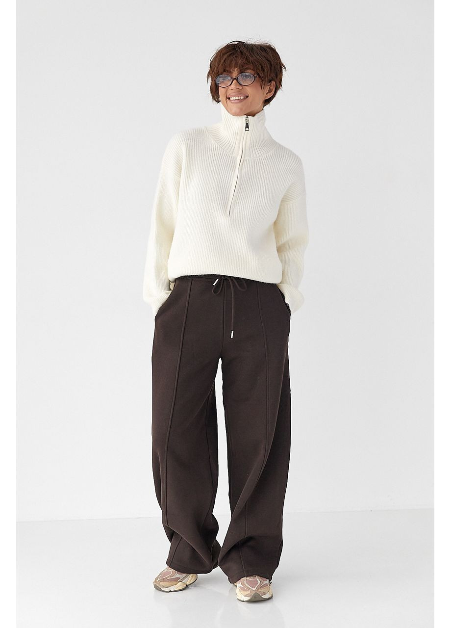 Спортивные штаны палаццо с накладным карманом Lurex (370395933)