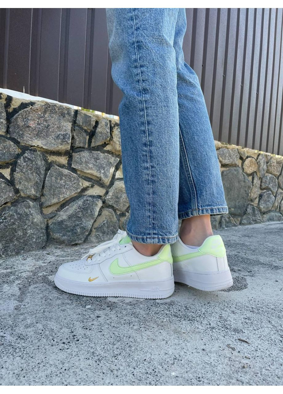 КРОССОВКИ ЖЕНСКИЕ NIKE AIR FORCE 1 MINI SWOOSH LIME LIGHT НАЙК АИР ФОРС 1 ПРЕМИУМ No Brand белые демисезоны (367174461)