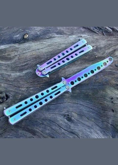 Ніж метелик тренувальний, тупий (не гострий), балісонг для фліпінгу колір градієнт No Brand (370770543)