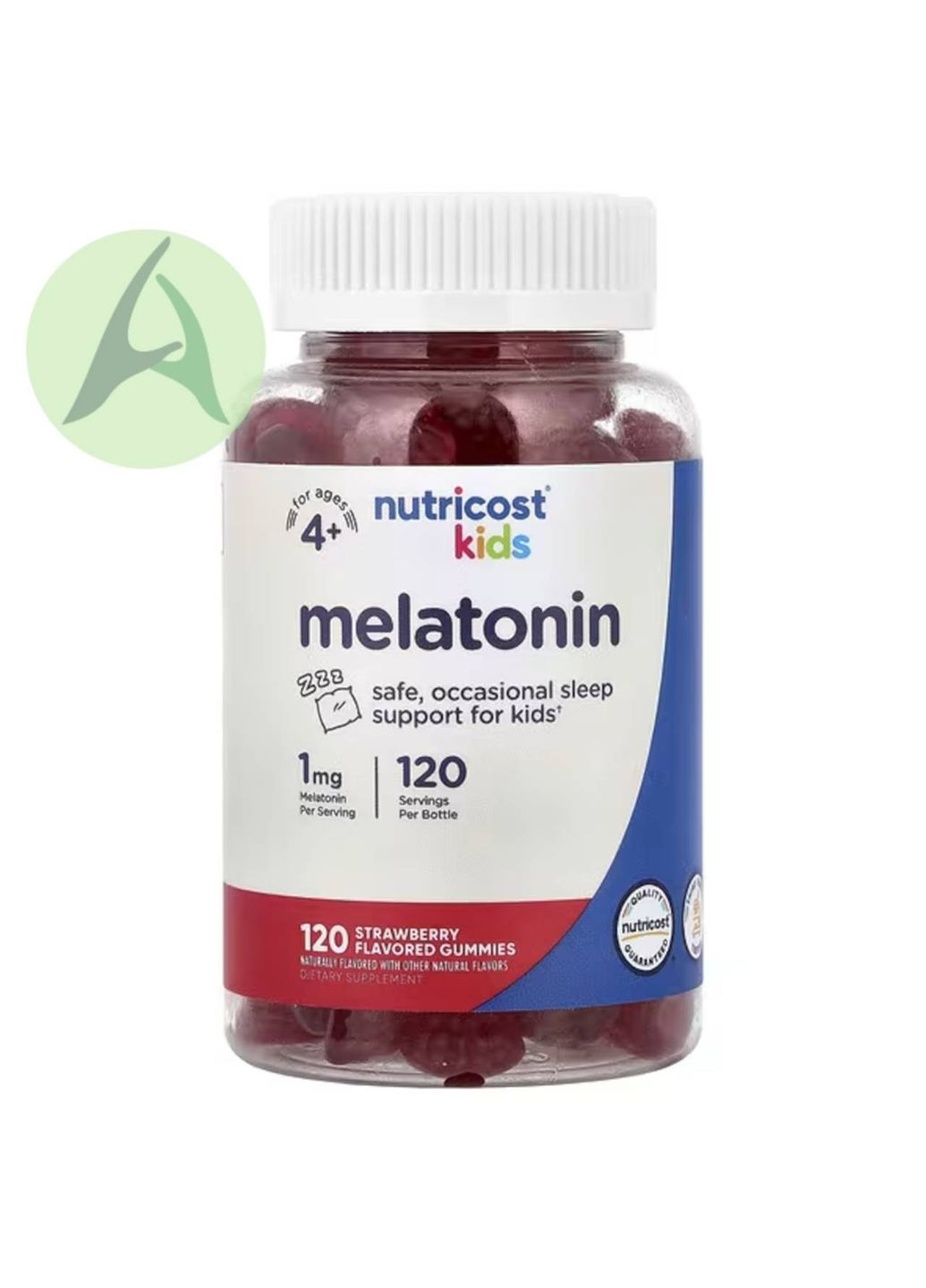 Мелатонин для детей от 4 лет, клубника, 1 мг, 120 жевательных таблеток Nutricost (369162196)