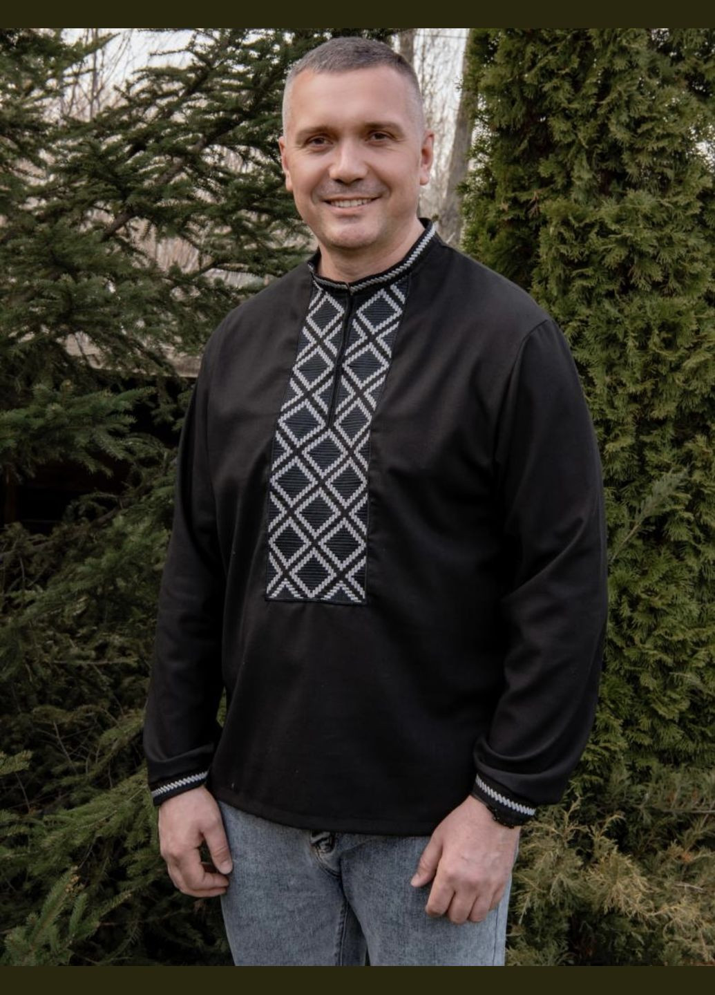 Чёрная мужская вышиванка довбуш V&V (300358748)