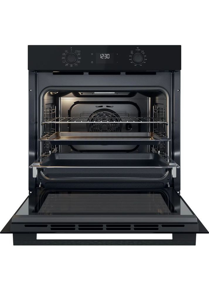 Духовой шкаф электрический, 71л, A+, дисплей, конвекция, телескопические направляющие, черный WHIRLPOOL (314775565)