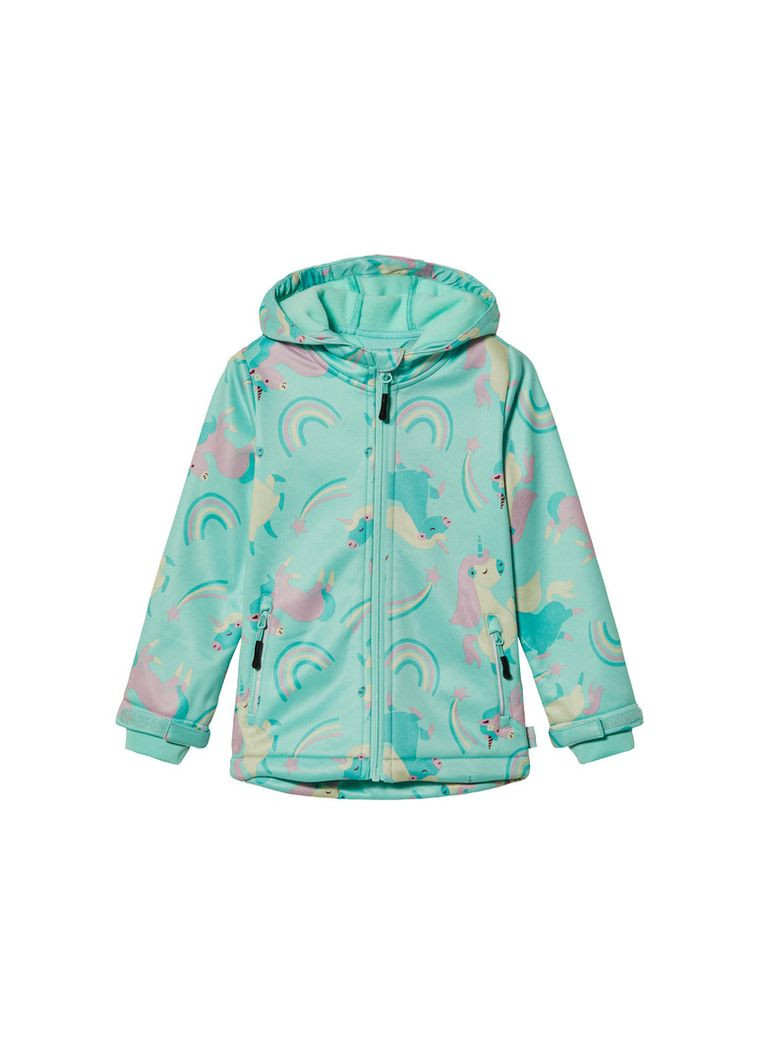 Бирюзовая демисезонная куртка softshell (софтшел) водоотталкивающая и ветрозащитная для девочки bionic-finish® eco 445131 куртка-лайнер Lupilu